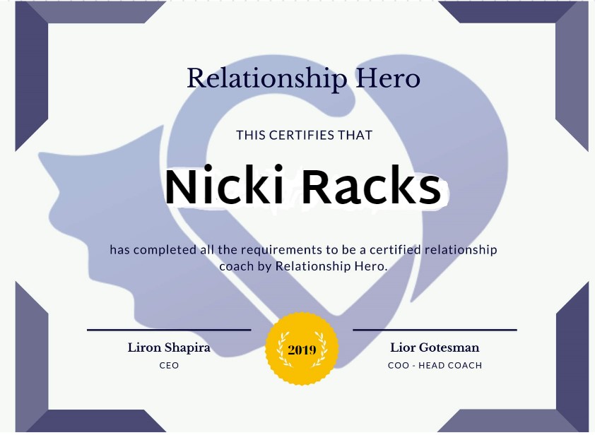 nicki racks certification hero